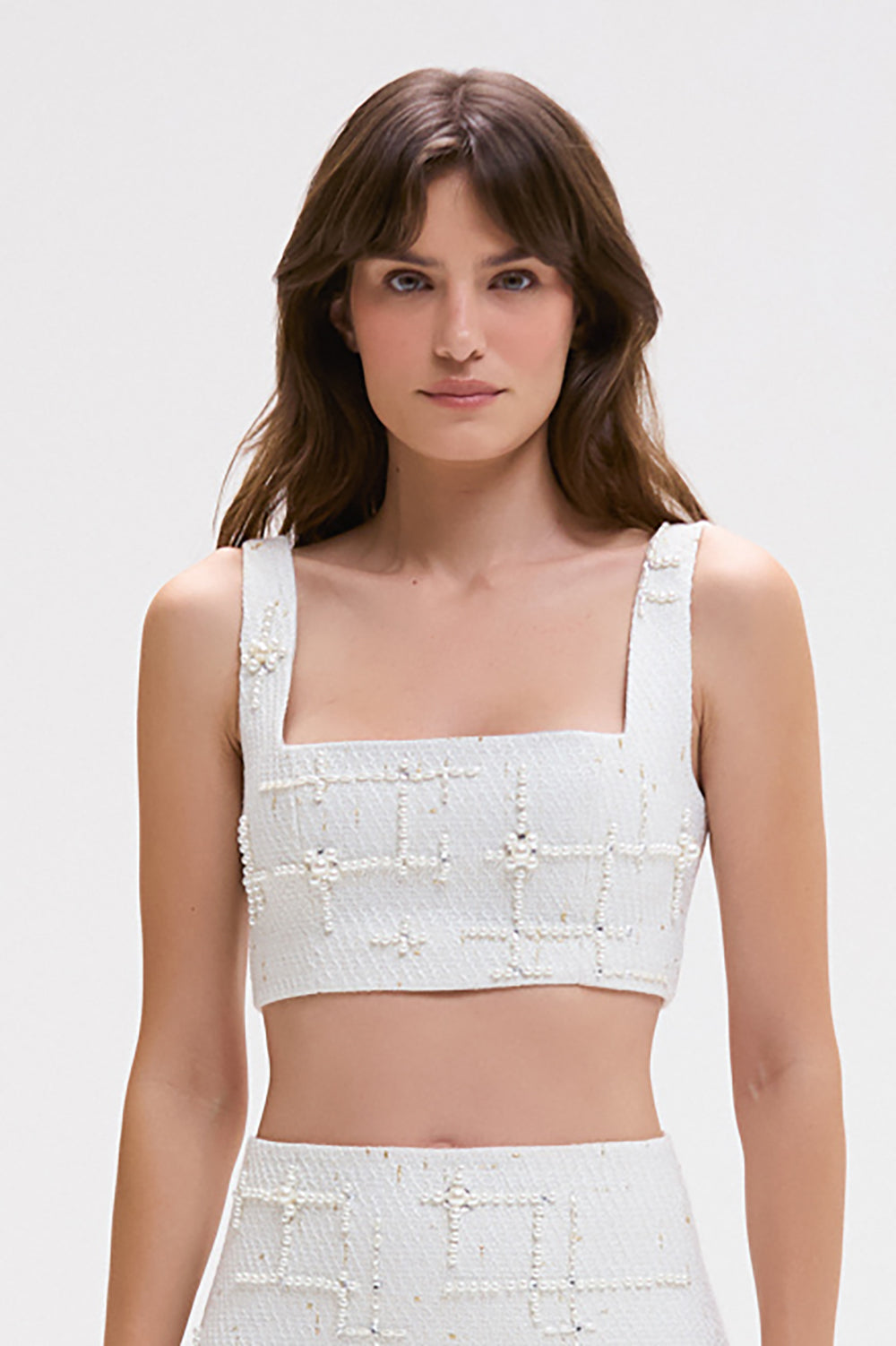 TOP PEARL TWEED OFF WHITE