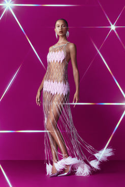 LONG DRESS FRINGS PATBO + EDUARDO CAIRES ROSA CLARO
