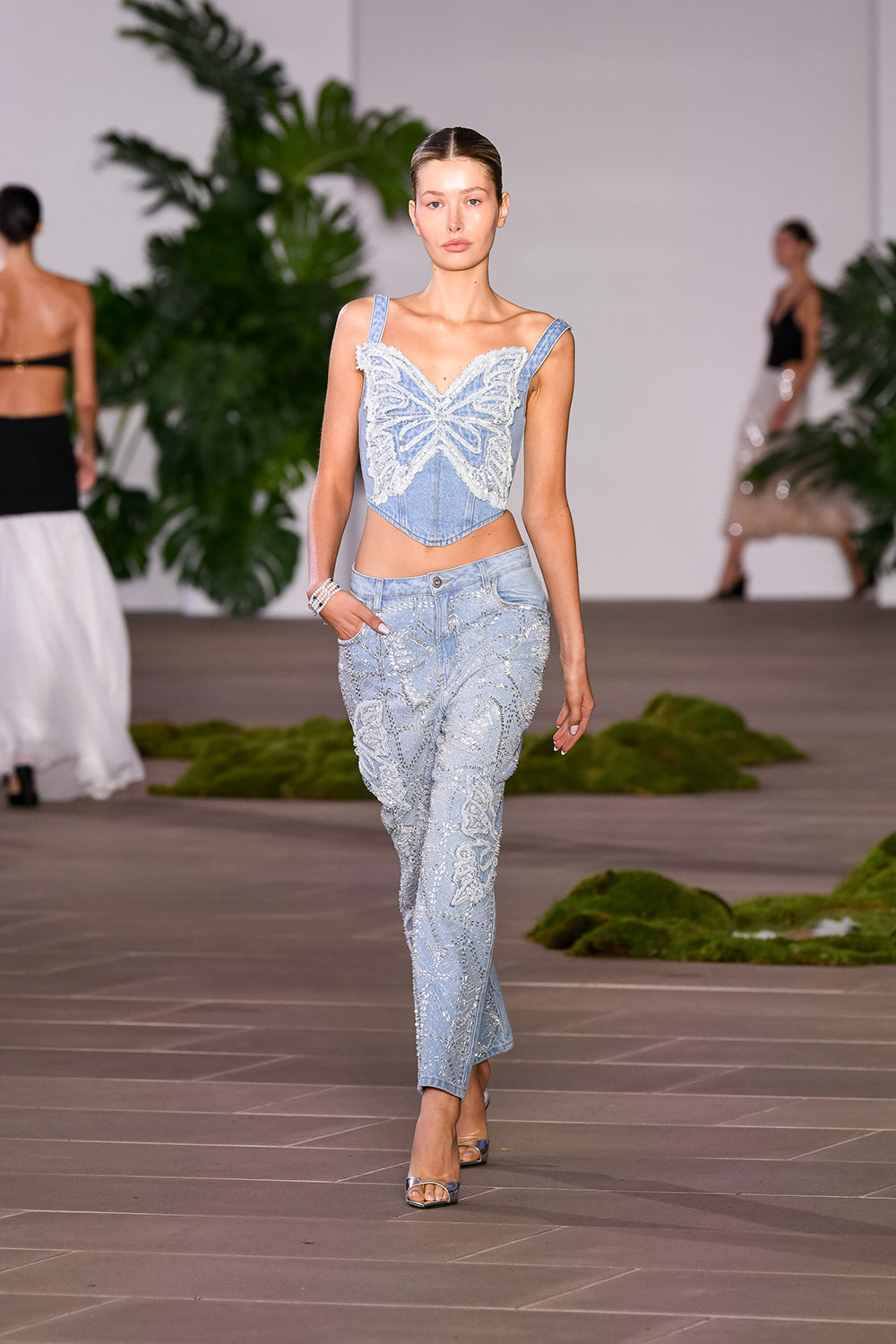 TOP CROPPED BUTTERFLY DENIM AZUL