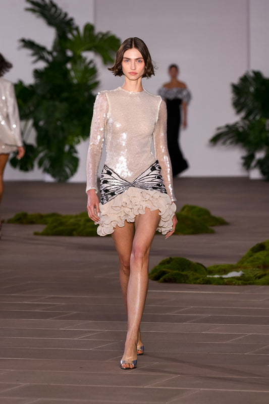 VESTIDO CURTO PAETÊ CELESTIAL OFF WHITE