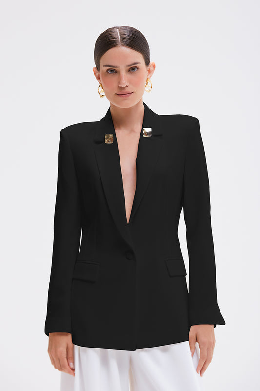 BLAZER CREPE GOLDENTIME  PRETO