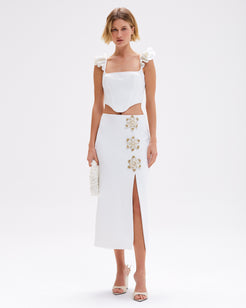 SAIA MIDI CREPE MYSTIQUE OFF WHITE