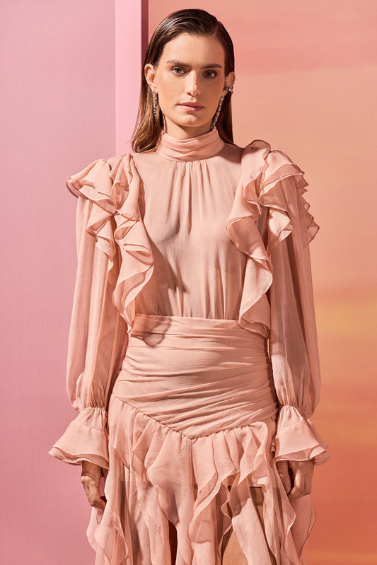 BLUSA CHIFFON DAYDREAM LARANJA CLARO