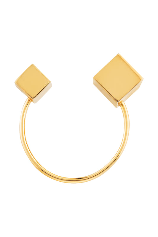 BRACELETES CUBO ASSIMÉTRCO P DOURADO