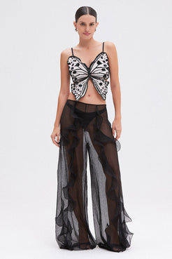 CALÇA AMPLA CHIFFON WONDERLAND PRETO