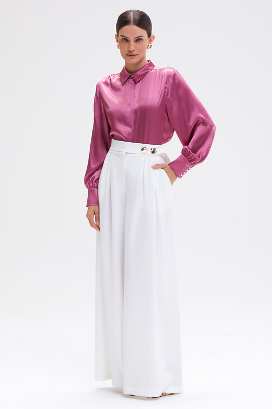 CAMISA CETIM SEDA ROSA ESCURO