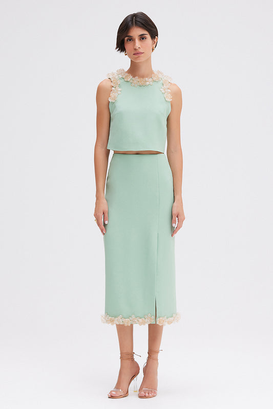SAIA CREPE PETALS VERDE CLARO