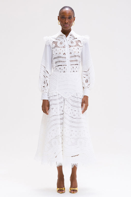 SAIA MIDI ALBA LACE OFF WHITE