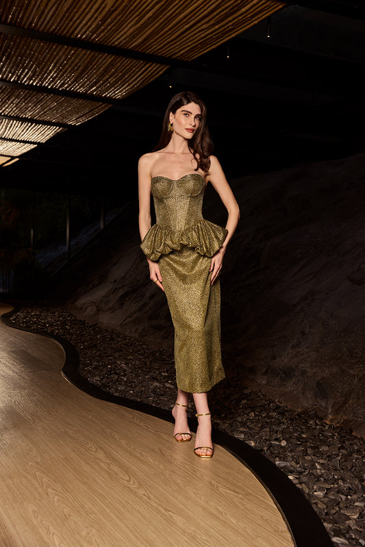 SAIA MIDI GOLDEN WEAVE DOURADO