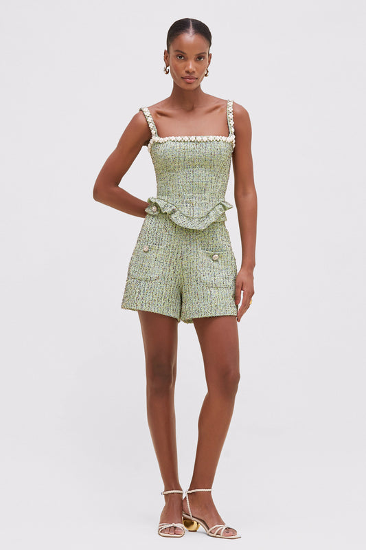 SHORTS CRYSTAL TWEED VERDE