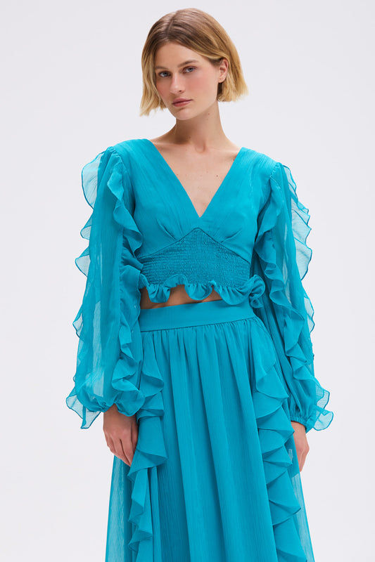 TOP CHIFFON WONDERLAND AZUL