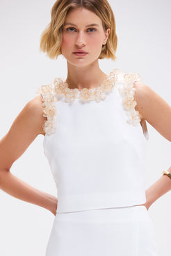 TOP CREPE PETALS OFF WHITE