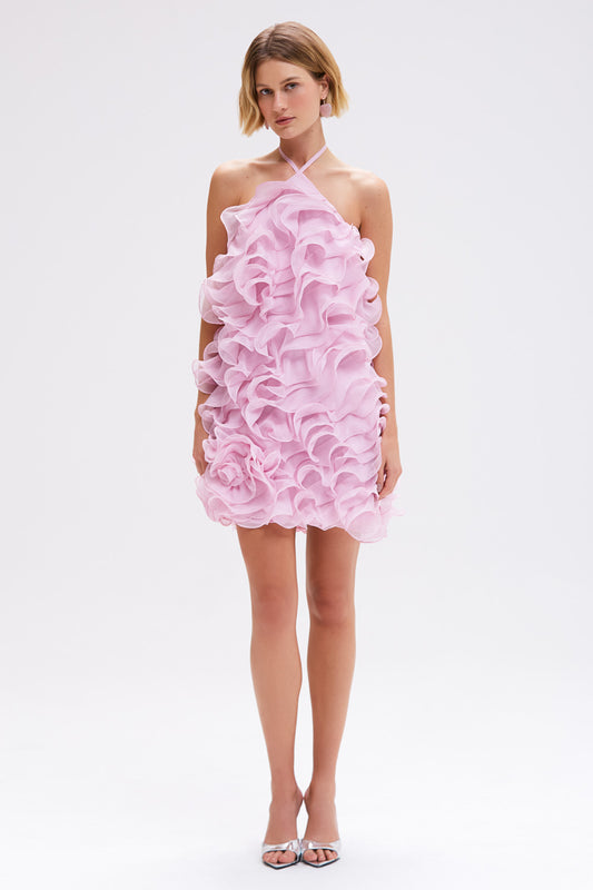 VESTIDO CURTO CHIFFON WONDERLAND ROSA CLARO