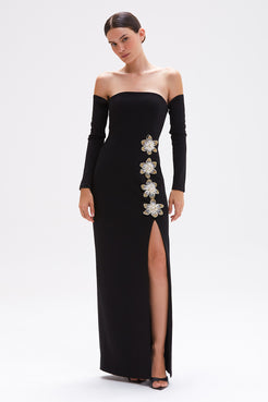 VESTIDO LONGO CREPE MYSTIQUE PRETO