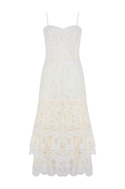 VESTIDO MIDI AURA LACE OFF WHITE