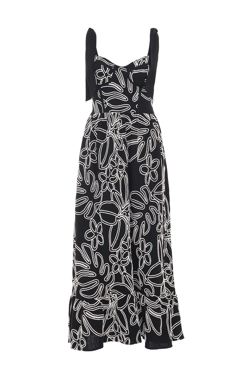 VESTIDO MIDI LINHO ASAS PRETO
