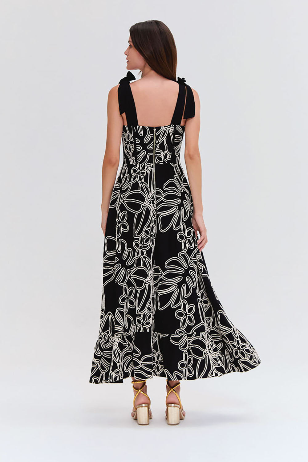 VESTIDO MIDI LINHO ASAS PRETO