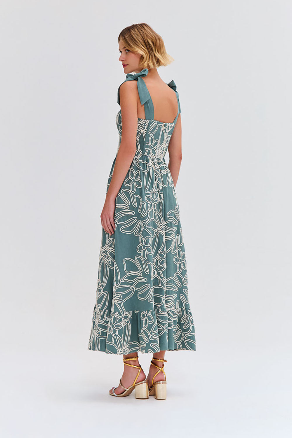 VESTIDO MIDI LINHO ASAS VERDE
