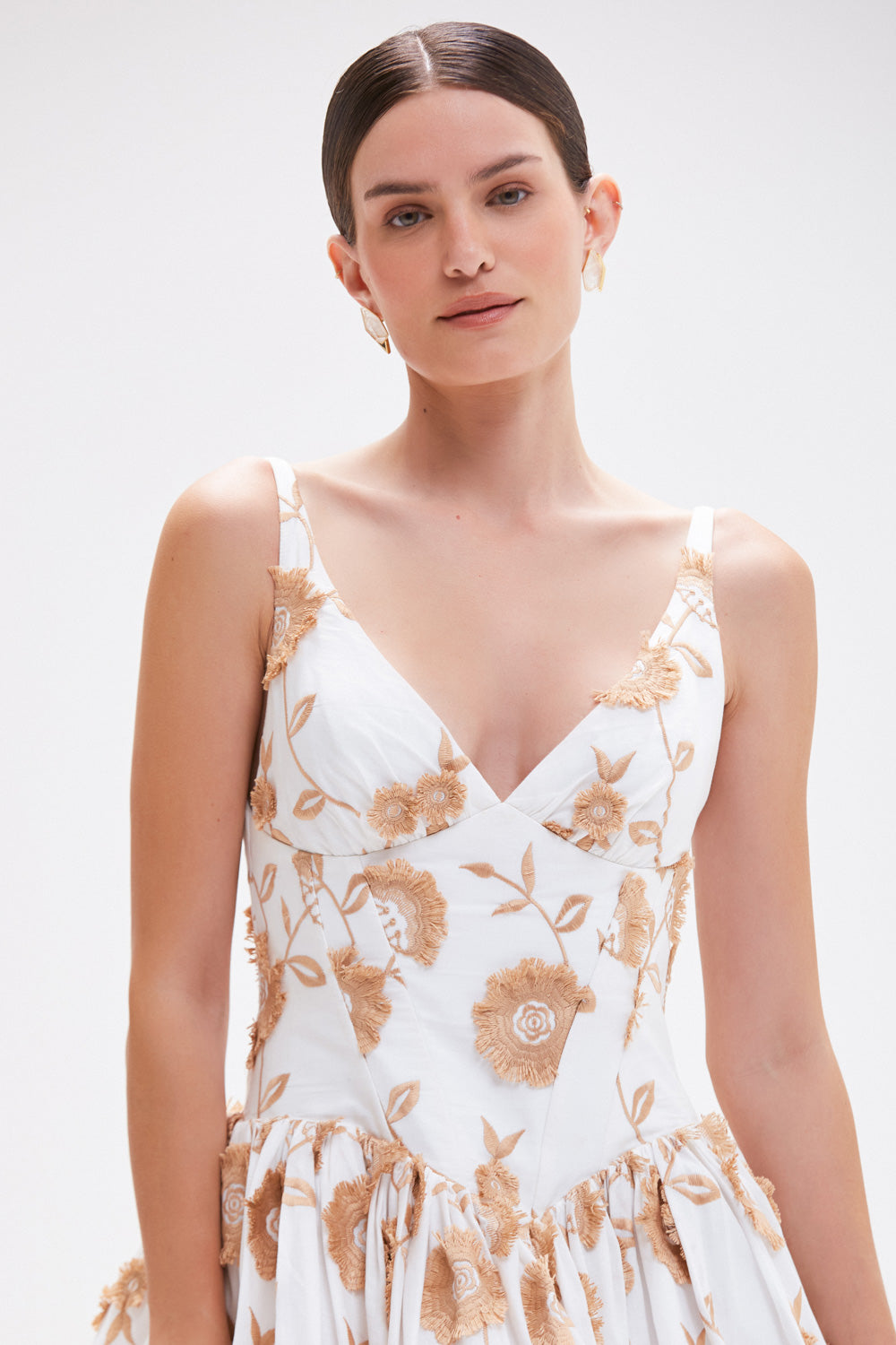 VESTIDO MÍDI FLOWER OFF WHITE