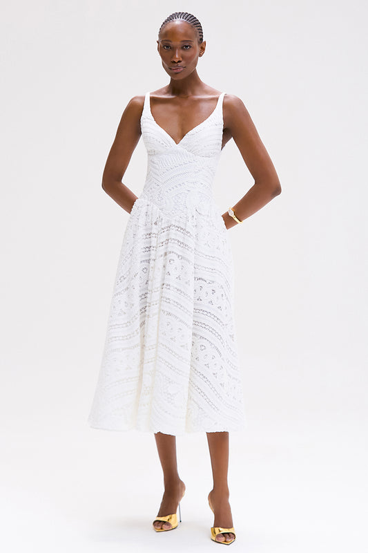 VESTIDO MIDI ALBA LACE  OFF WHITE
