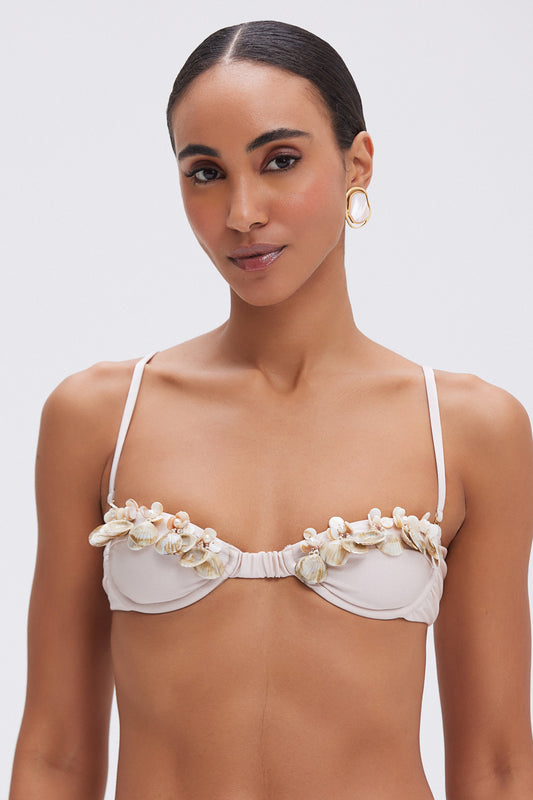TOP SEASHELL LYCRA  BEGE