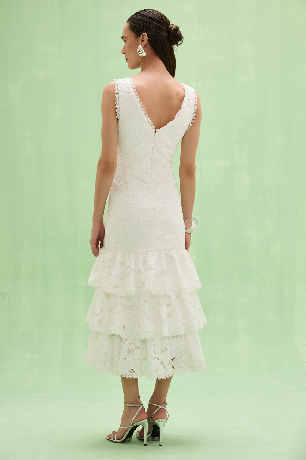 VESTIDO MIDI RENDA MYSIE OFF WHITE