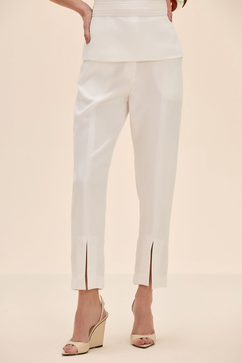 CALÇA DUAL CREPE OFF WHITE