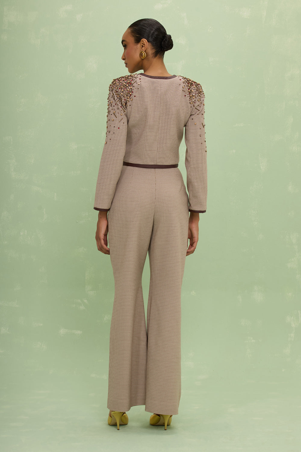 CALÇA TWEED ELSA MARROM