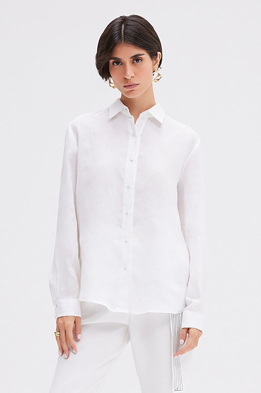 CAMISA LINEN INTENSE RUST OFF WHITE