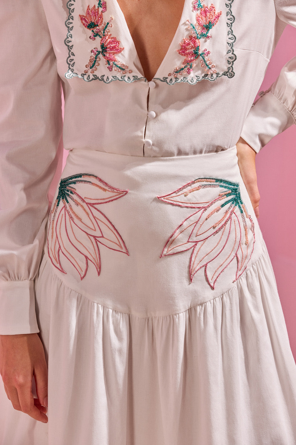 SAIA MIDI TRICOLINE BRUMA OFF WHITE