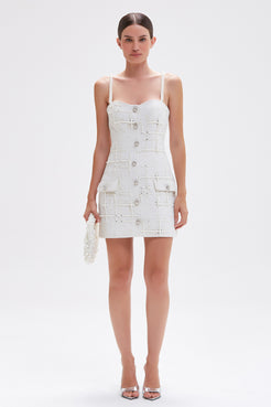 VESTIDO CURTO PEARL TWEED OFF WHITE