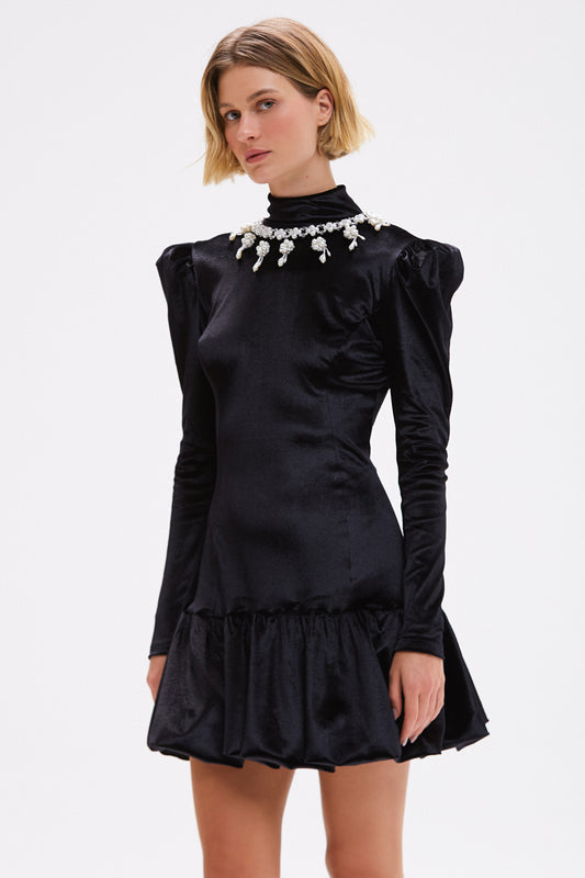 VESTIDO CURTO VELVET ALLURE PRETO