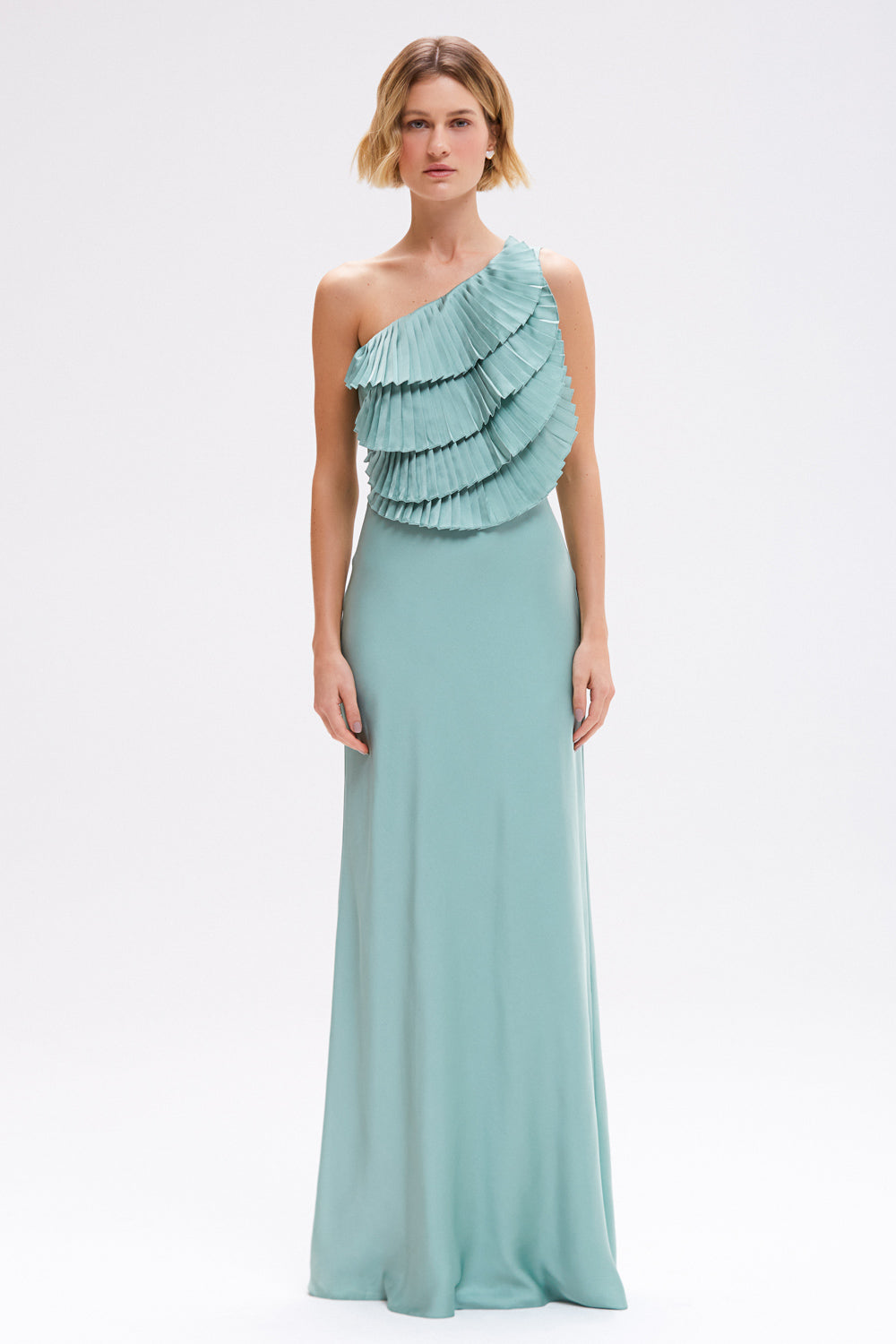 VESTIDO LONGO CETIM DREAM  VERDE CLARO