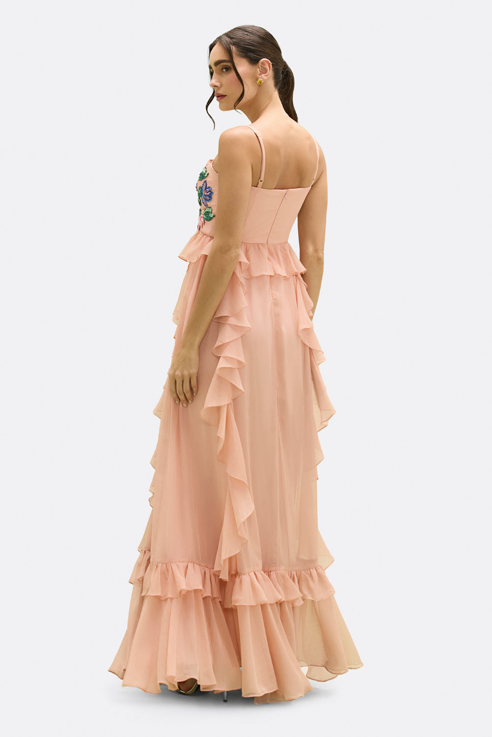 VESTIDO LONGO CHIFFON DAYDREAM LARANJA CLARO