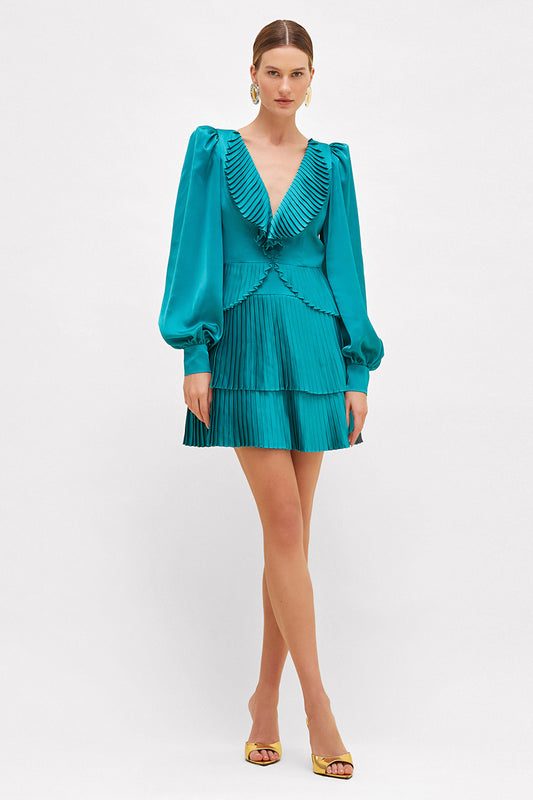 VESTIDO CURTO CETIM DREAM VERDE ESCURO