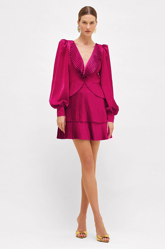 VESTIDO CURTO CETIM DREAM ROSA ESCURO