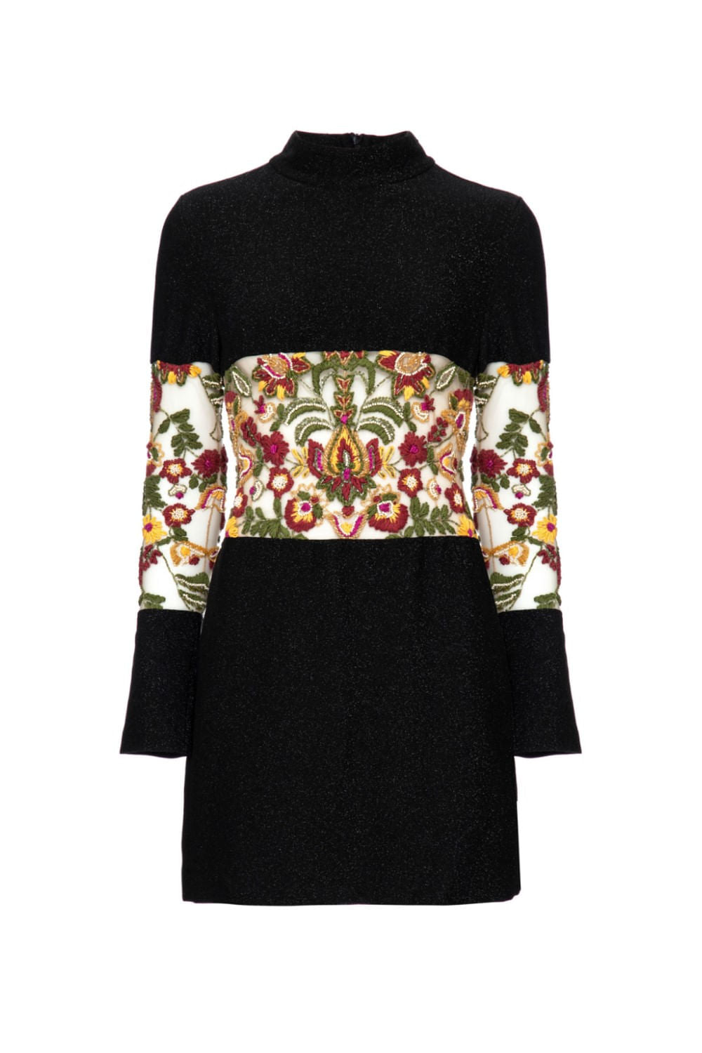 VESTIDO CURTO LUREX BORDADO PRETO