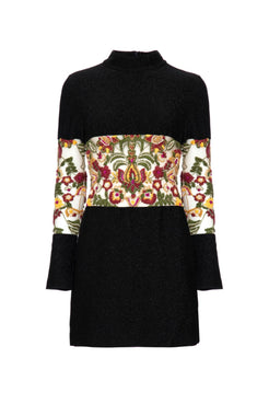 Vestido curto lurex bordado preto