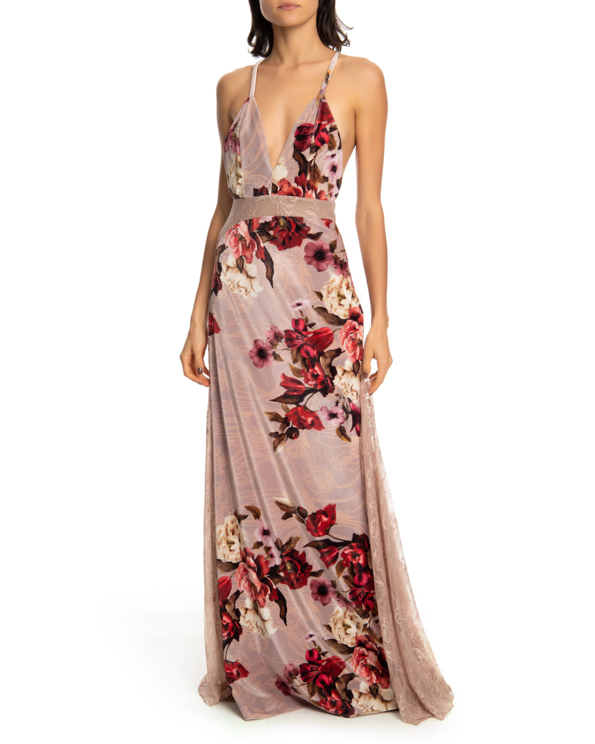 VESTIDO LONGO PEÔNIAS ALCIA ROSA