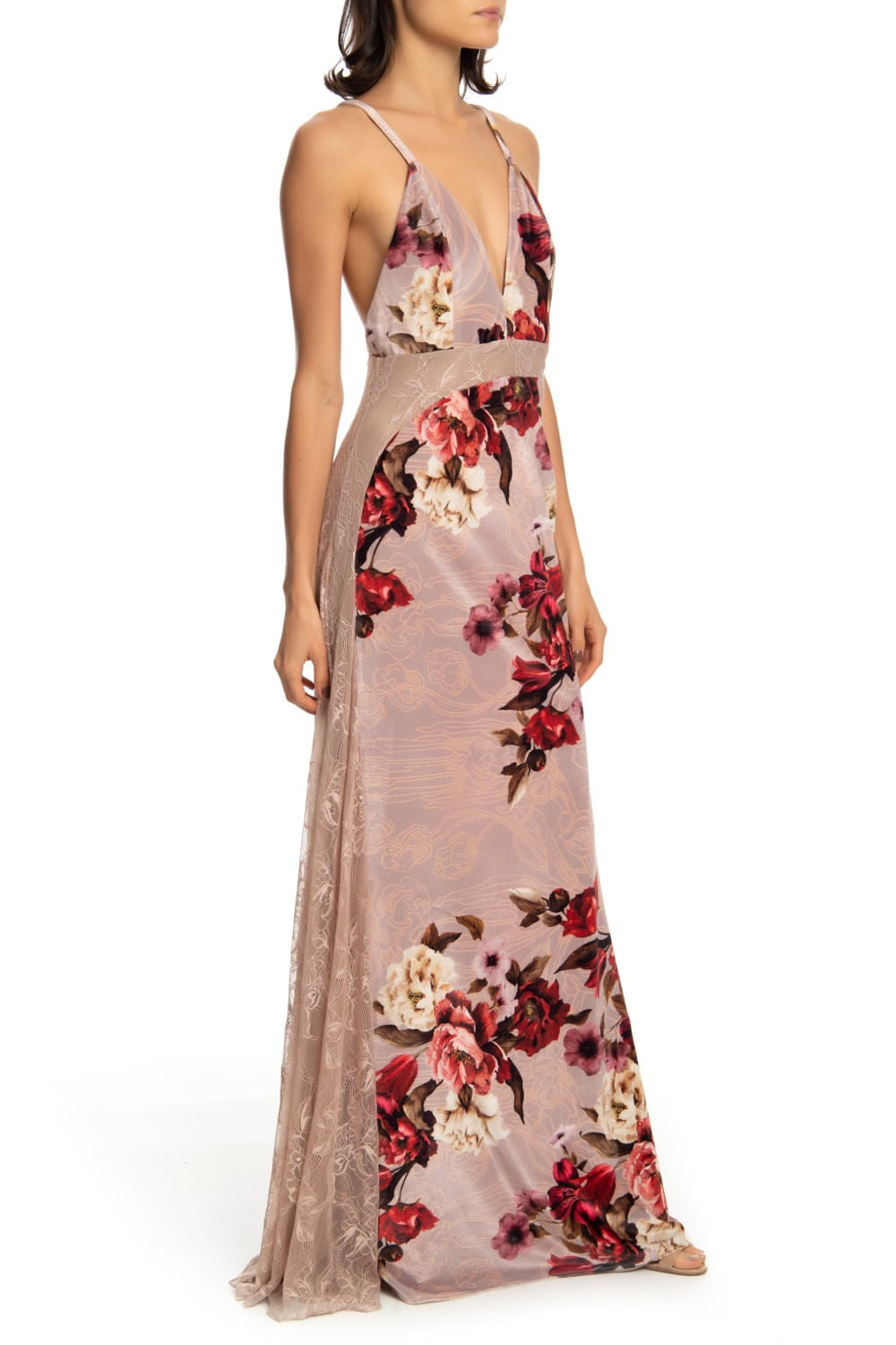 VESTIDO LONGO PEÔNIAS ALCIA ROSA