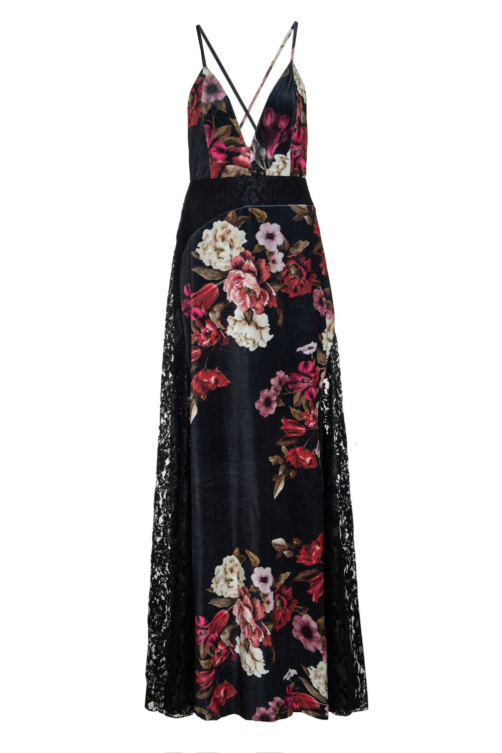 VESTIDO LONGO PEÔNIAS ALCIA PRETO