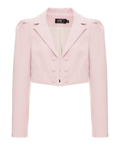Blazer cropped manga longa lilas
