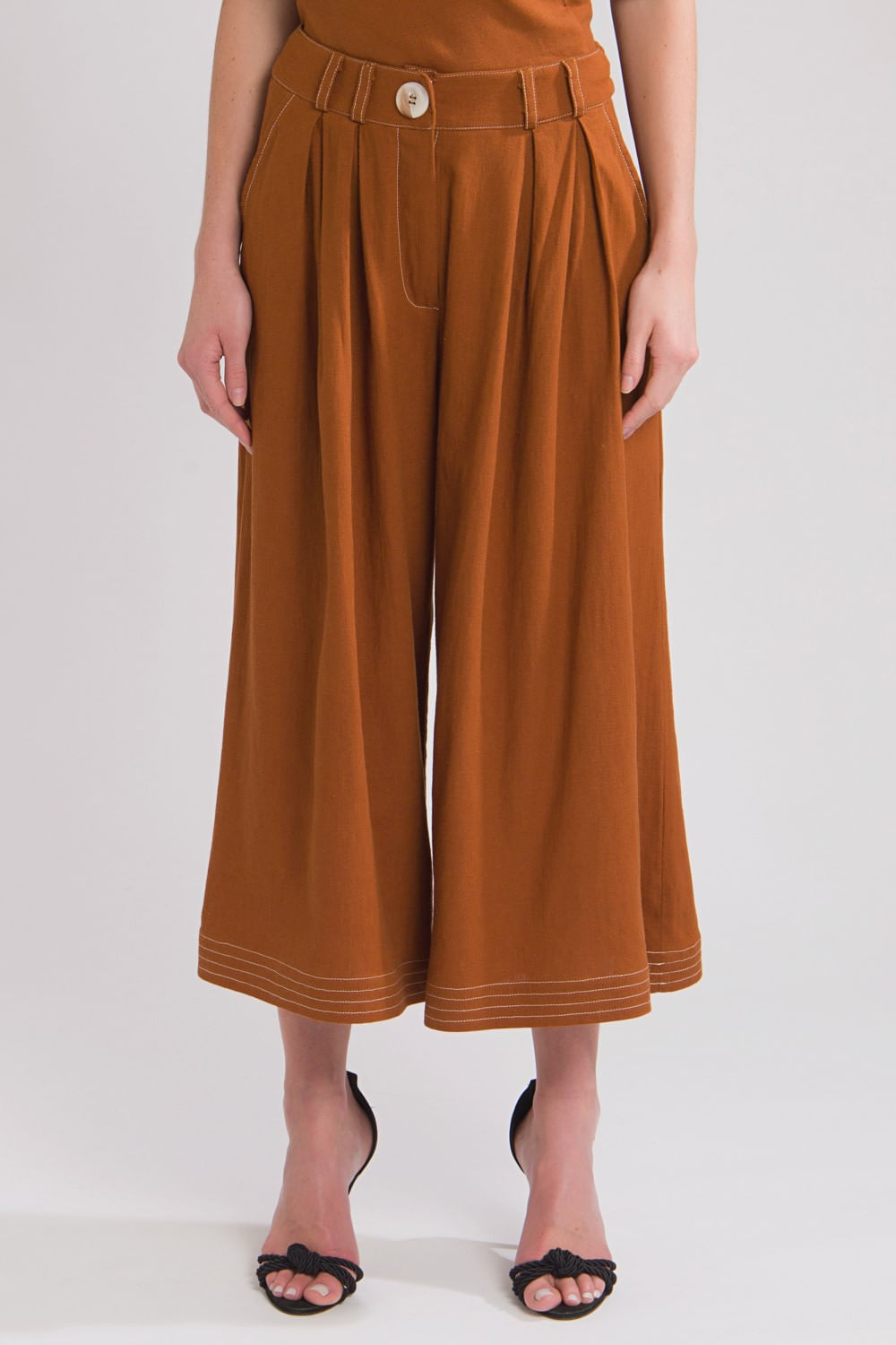 CALÇA AMPLA PANTACOURT MARROM
