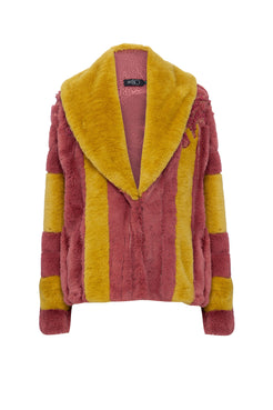 Casaco fur bicolor rosa