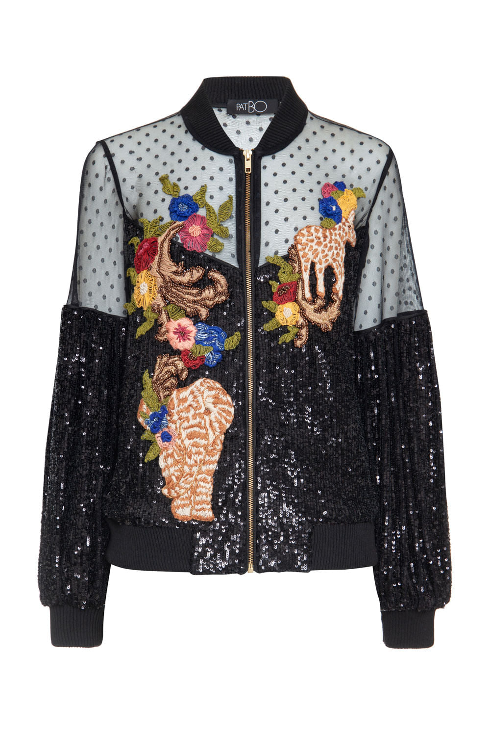 JAQUETA PAETÊ BORDADA POÁ PRETO