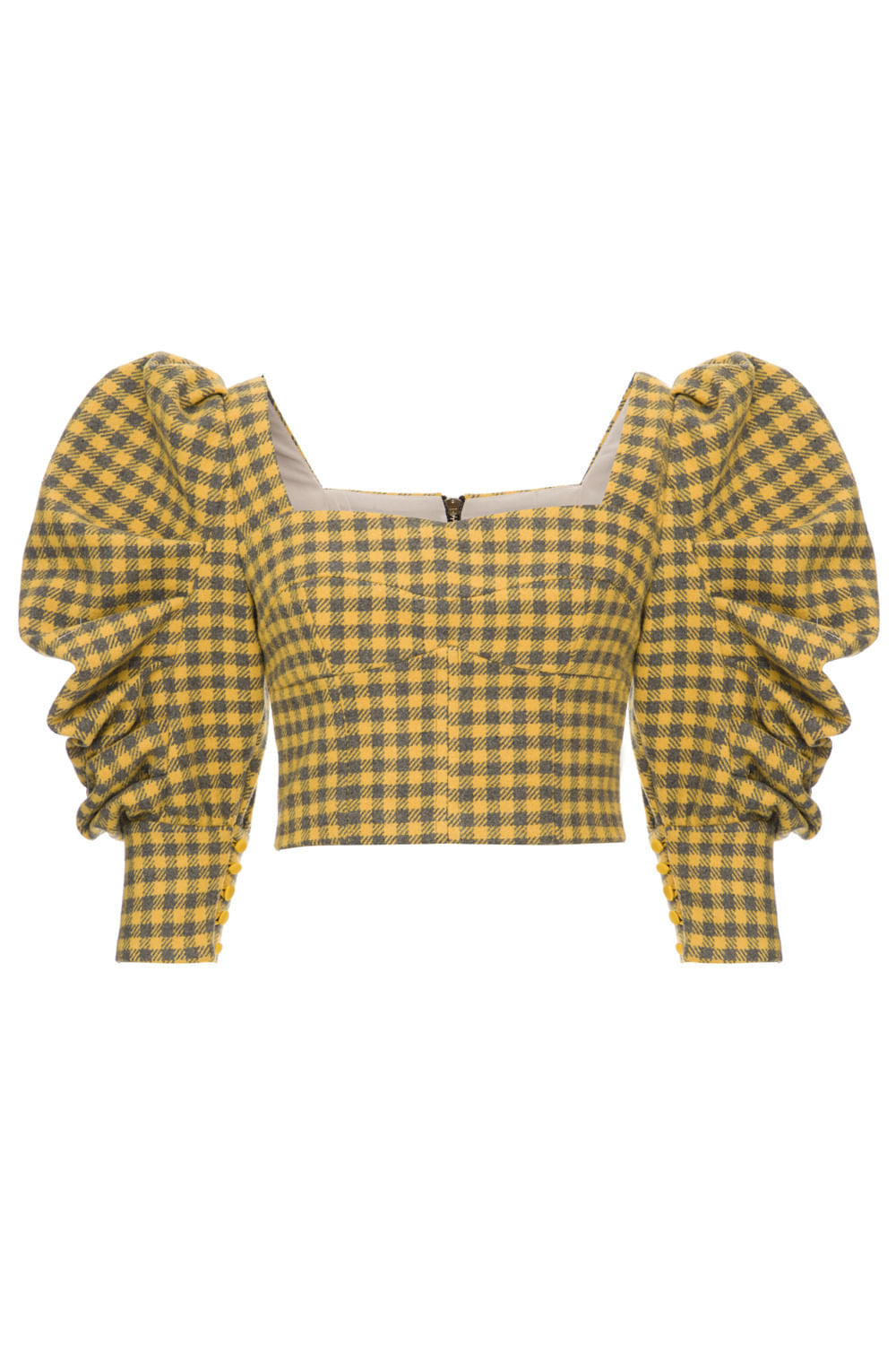 TOP DE LÃ XADREZ AMARELO