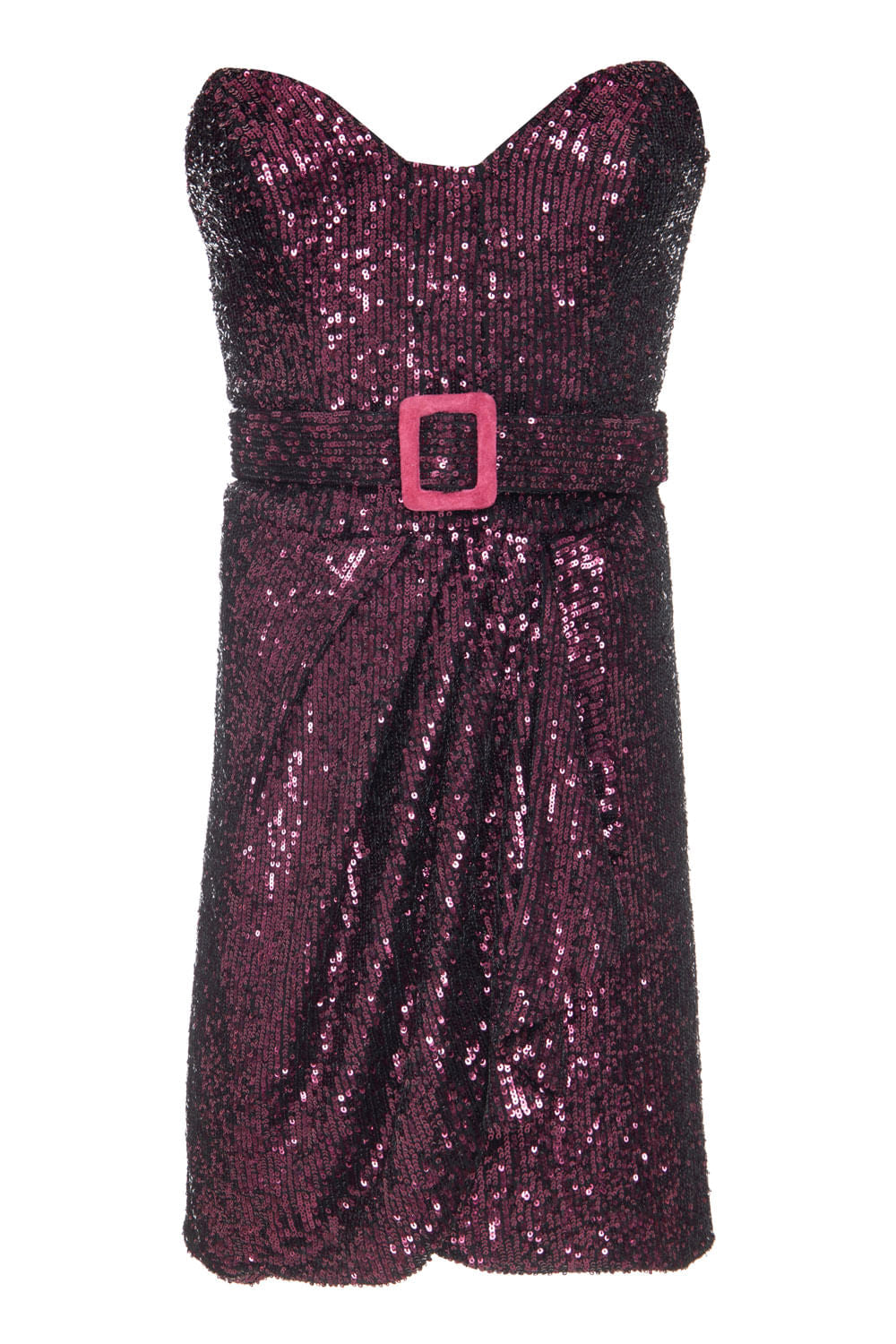 VESTIDO PAETÊ DRAPEADO ROSA