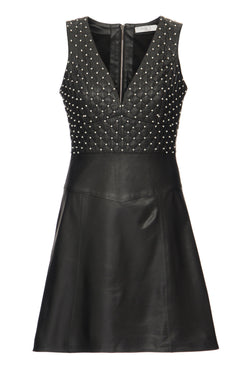 Vestido curto de couro preto