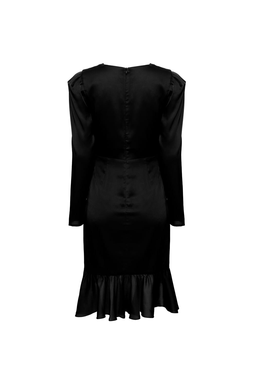 VESTIDO CURTO CETIM ARGOLA FRANZIDO PRETO