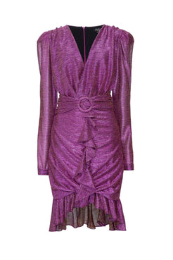 Vestido curto metalizado fivela pink
